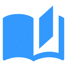 Dibujo de un libro azul con una página levantada