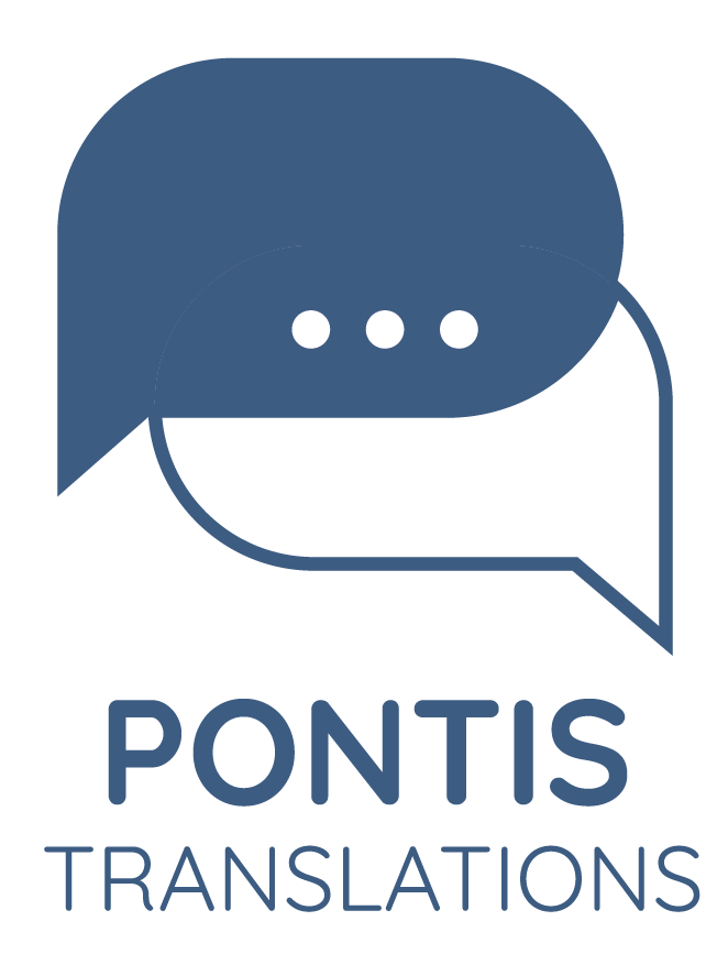 Two intertwined speech bubbles in blue and white on a clear background